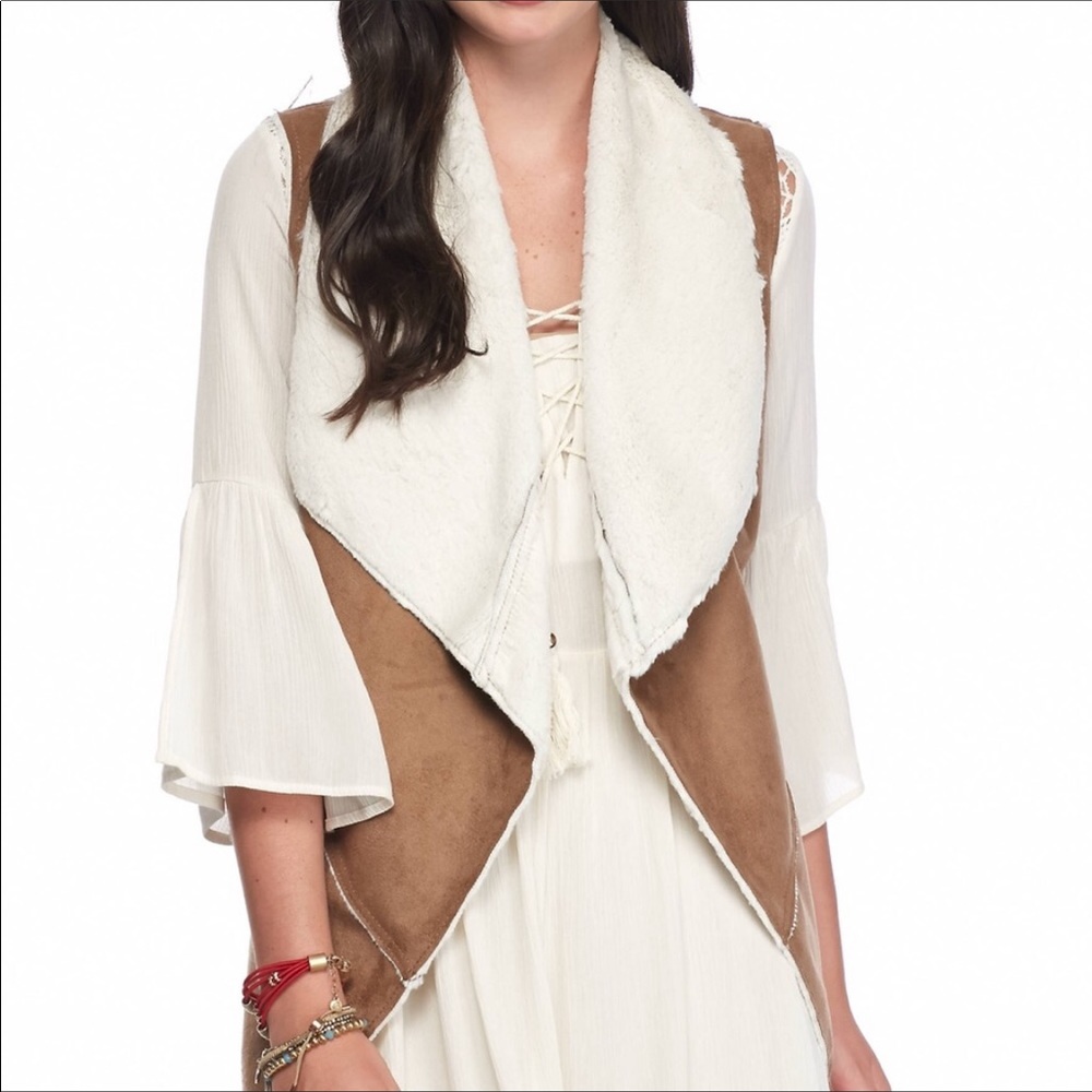 Me Jane faux shearling suede vest, like new